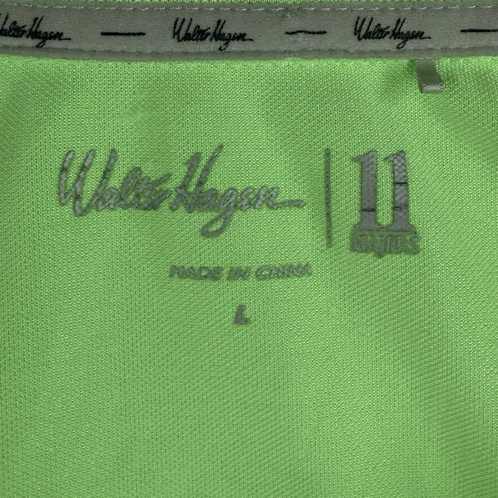 Walter Hagen 11 Majors Men L Golf Polo Shirt Green Gray Navy Colorblock